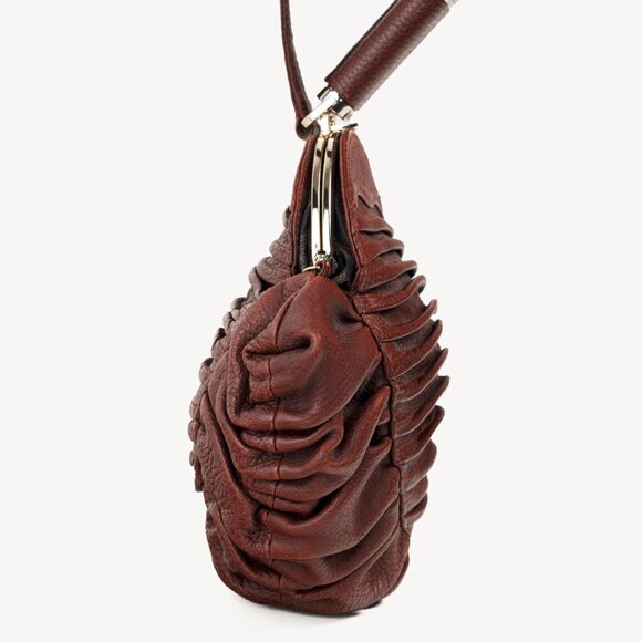 Fendi Spy SS2005 Runway Brown Leather Pleated Clutch - Picture 3 of 11